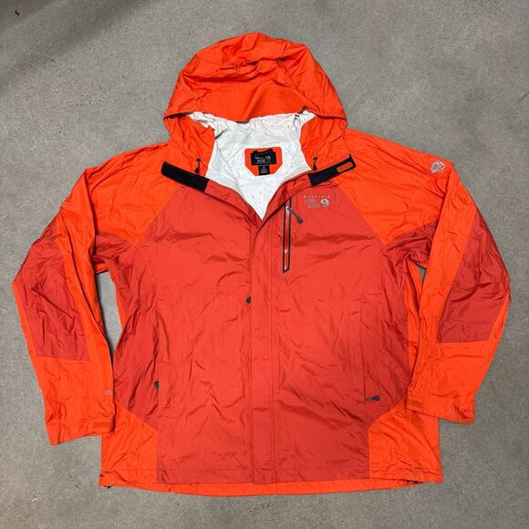 Mountain Hardwear Jacket Men’s Size XXL Dry Q Elite Hooded Rainwear Shell Orange - Picture 1 of 11